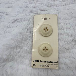 JHB International 7/8" White 4-Hole, Vintage Buttons, Set of 2